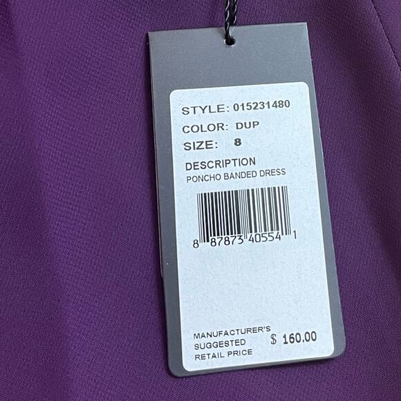 Adrianna Papell NEW Poncho Banded Dress Cocktail Tiered Chiffon Women’s Size 8 - Picture 12 of 14